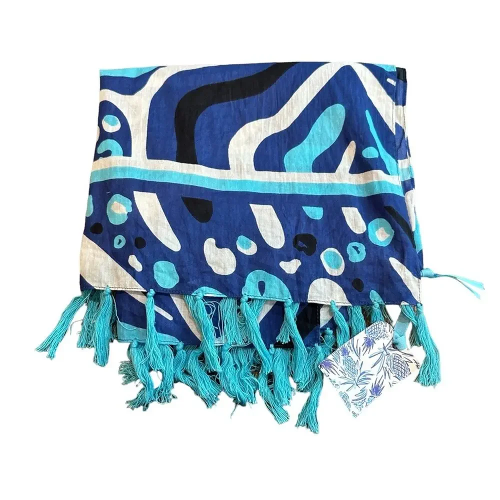 Lilibridge Bahamas Wrap Zebra Cat Blue White Sarong Scarf,Swim Cover Up
